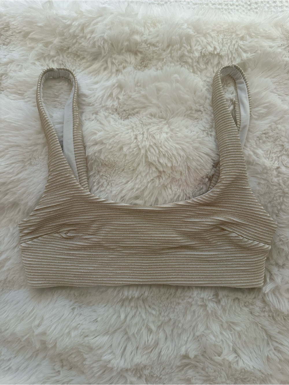 H&M Ribbed Scoop Bikini Top in Beige